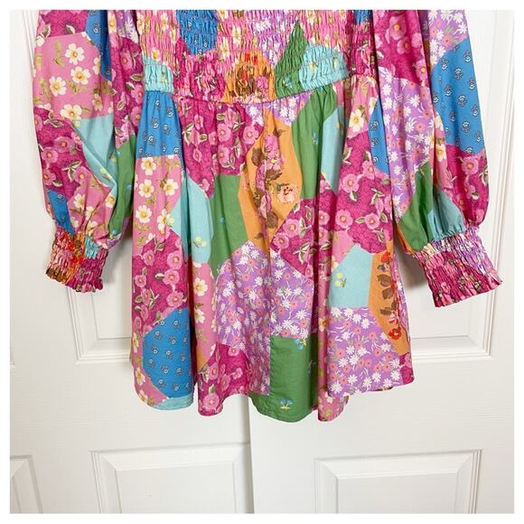 Spell & The Gypsy Collective Freda Lolly Floral Smocked L/S Babydoll Mini Dress - Picture 9 of 13